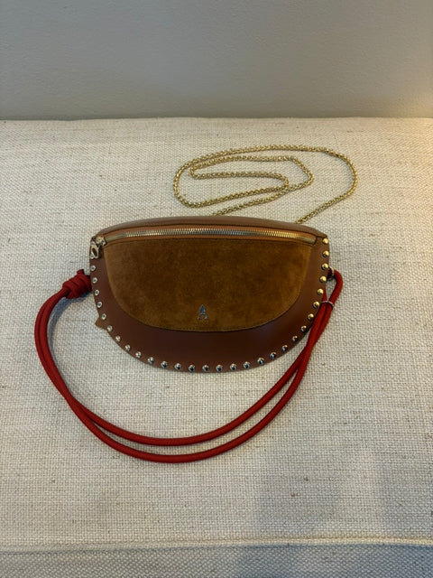 Craie Studio Smile Clou Studded Crossbody Bag - Tan Suede