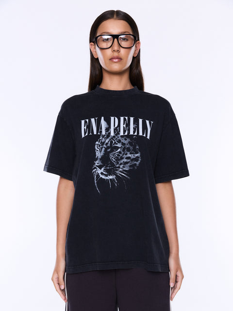 Ena Pelly Ivy Relaxed Tee - Vintage Black/Cheetah