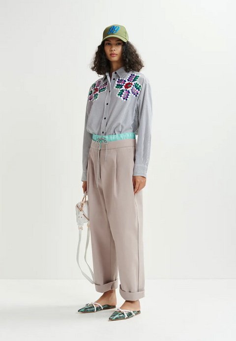 Essentiel Hip Fabric Mix Pants
