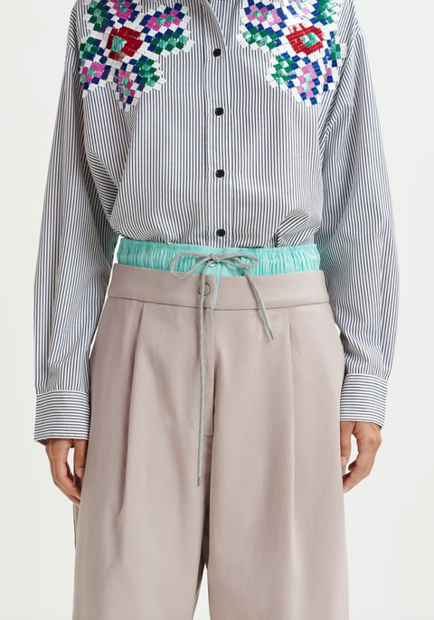 Essentiel Hip Fabric Mix Pants