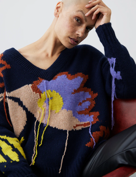 Mia Fratino Saylor Jacquard V Neck Jumper