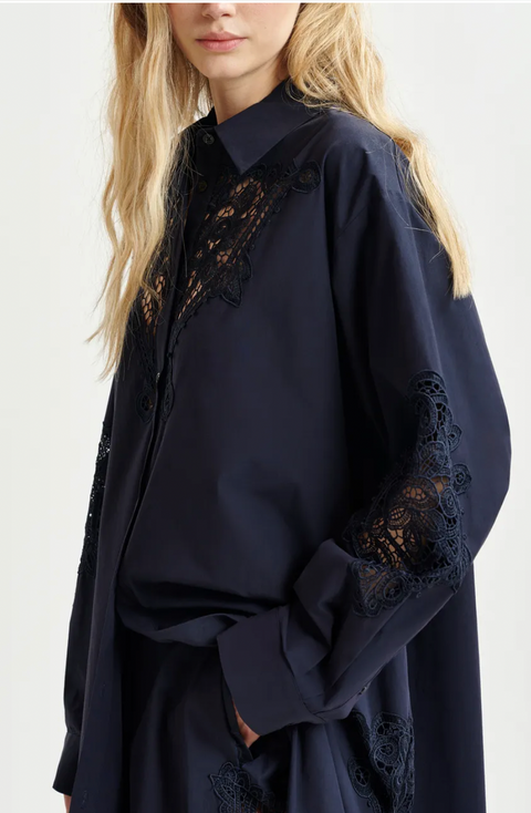 Essentiel Cotton Broderie Trim Dress