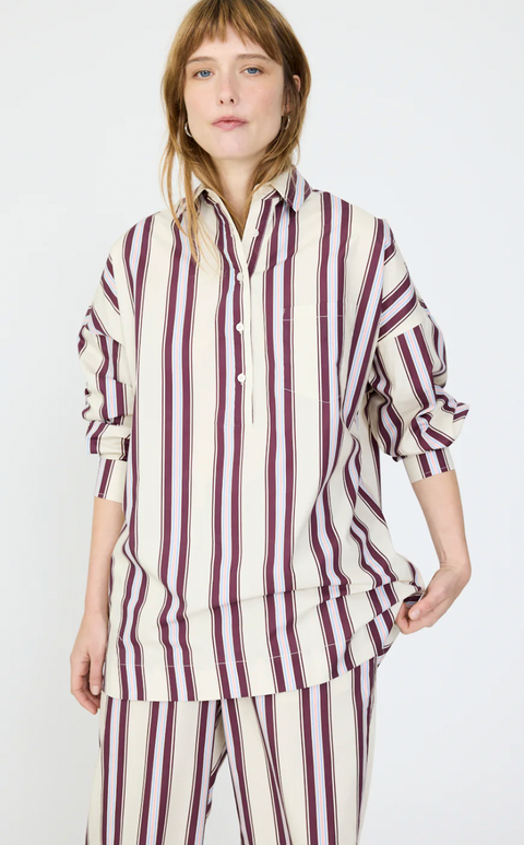 LMND Chiara Half Placket Striped Shirt