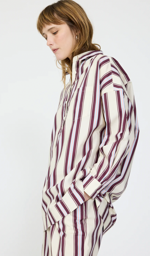 LMND Chiara Half Placket Striped Shirt