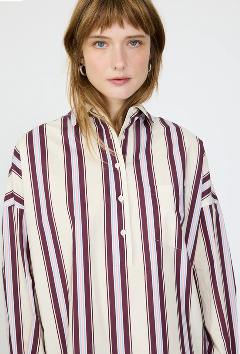 LMND Chiara Half Placket Striped Shirt