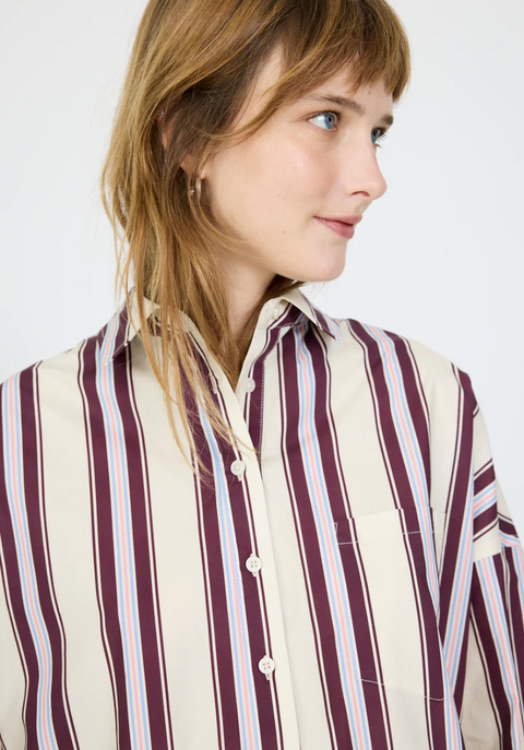 LMND Chiara Half Placket Striped Shirt