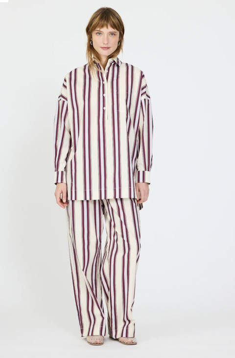 LMND Chiara Half Placket Striped Shirt