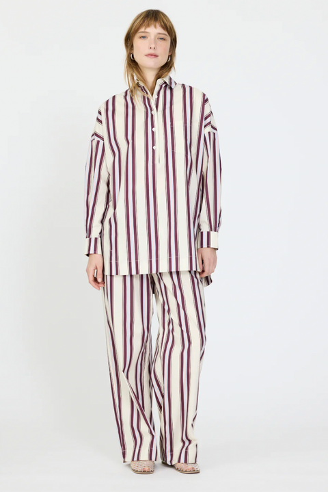 LMND Chiara Half Placket Striped Shirt