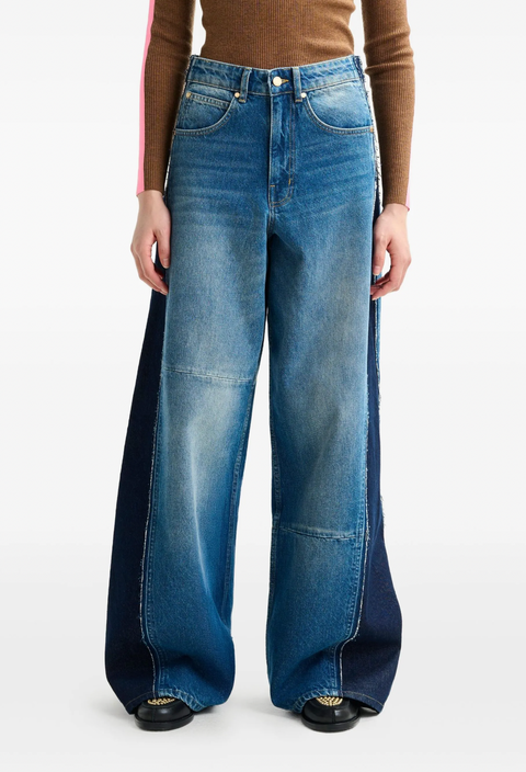 Essentiel Wide Leg Contrast Panel Jeans