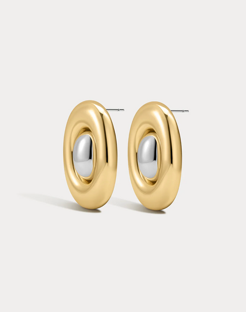 LUV AJ Two Tone Chrome Orb Statement Studs