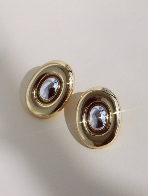 LUV AJ Two Tone Chrome Orb Statement Studs