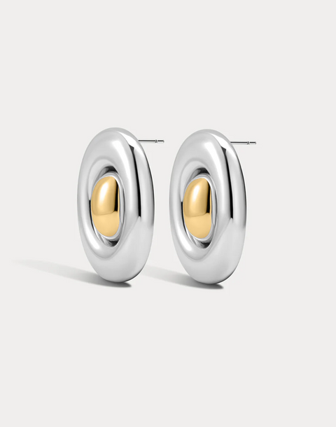 LUV AJ Two Tone Chrome Orb Statement Studs