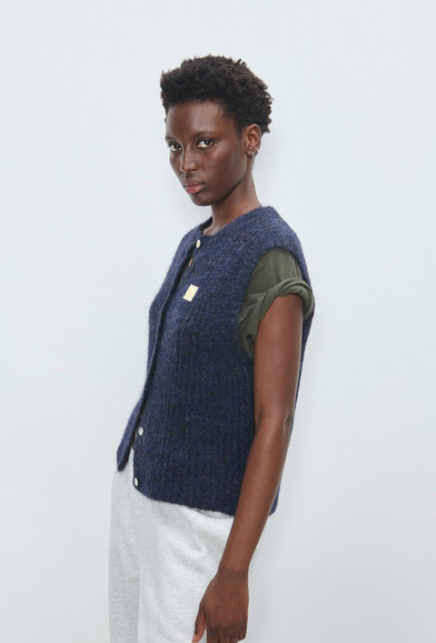 American Vintage East Sleeveless Knit Vest - Navy Melange