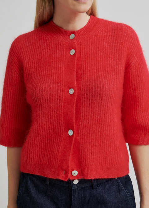 Second Female Andrea Rib Knit Cardigan - Goji Berry