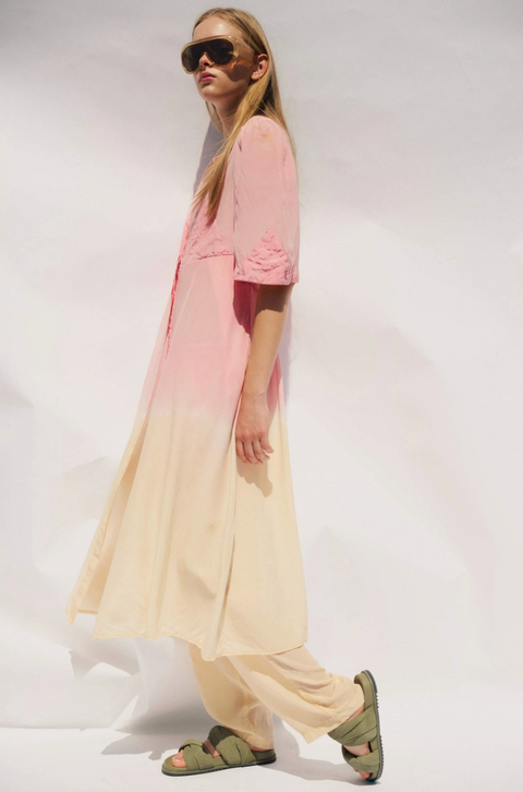 Luuda Silk Shirt Dress - Seashell