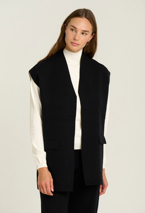 Sita Murt Sleeveless Longline Vest - Black