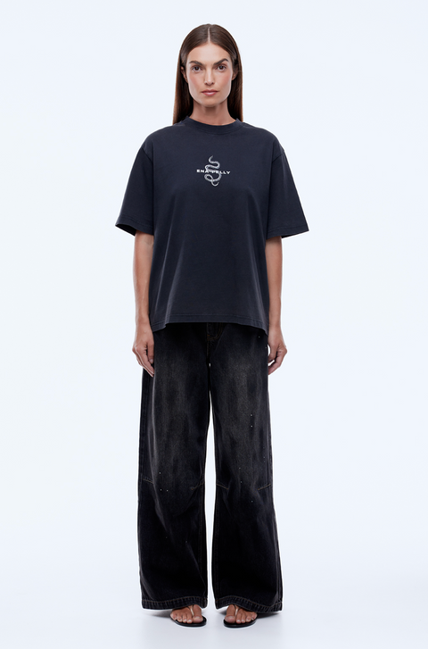 Ena Pelly Vintage Snake Tee - Vintage Black