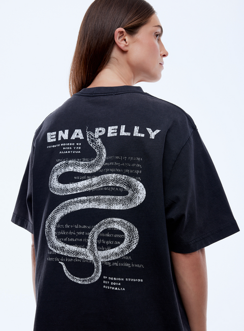 Ena Pelly Vintage Snake Tee - Vintage Black