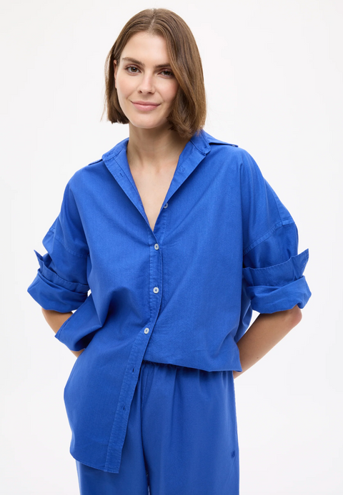 LMND Mara Oversized Long Sleeve Shirt - Cobalt Blue