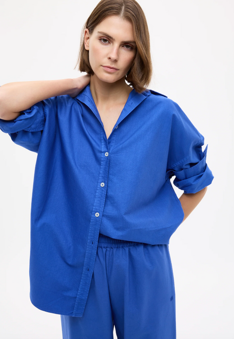 LMND Mara Oversized Long Sleeve Shirt - Cobalt Blue