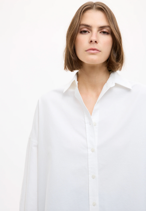 LMND Mara Oversized Long Sleeve Shirt - White