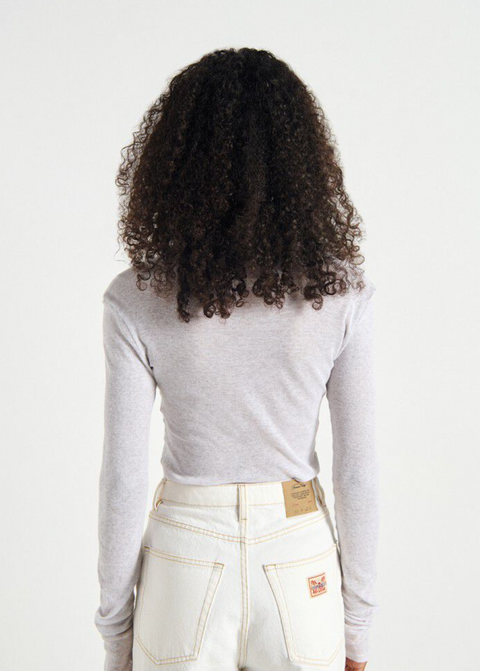 American Vintage Massachusetts Long Sleeve Tee - Heather Grey