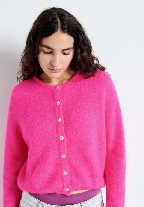American Vintage Vitow Cardigan - Fluro Pink Melange