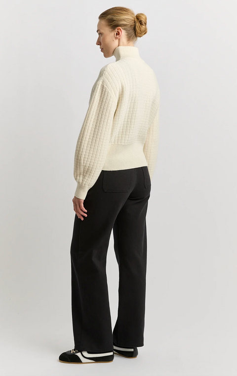 Toorallie Grid Knit Zip Through Cardigan - Ivory