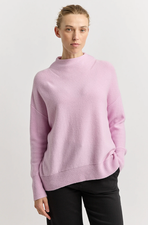 Toorallie Drop Shoulder Mock Neck Jumper - Powder Pink