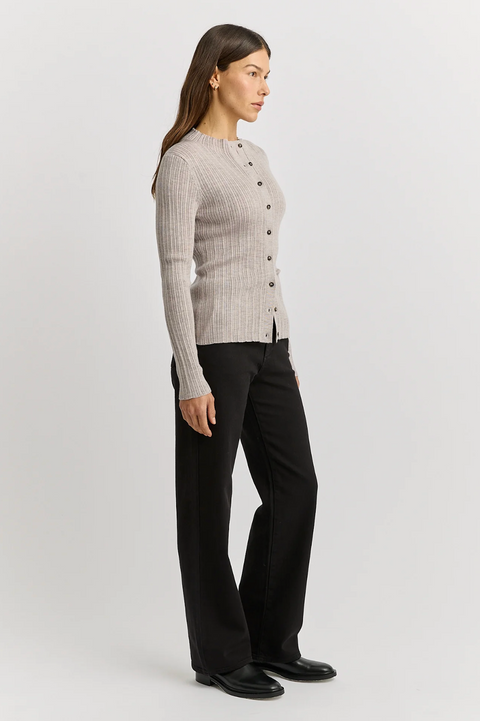 Toorallie Variegated Rib Cardigan - Light Oat