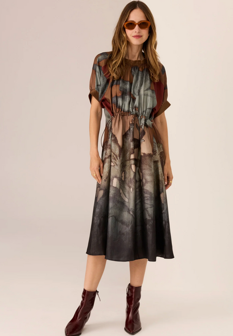 POL Clothing Palisades Silk Drawcord Dress