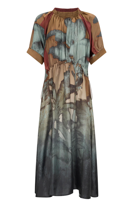 POL Clothing Palisades Silk Drawcord Dress