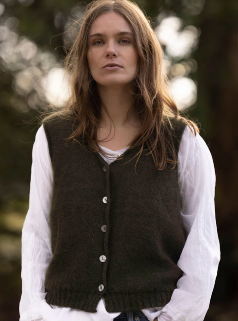 Luna Gallery Mohair Sleeveless Vest - Olive