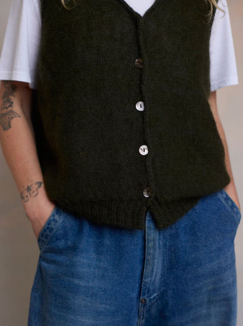 Luna Gallery Mohair Sleeveless Vest - Olive