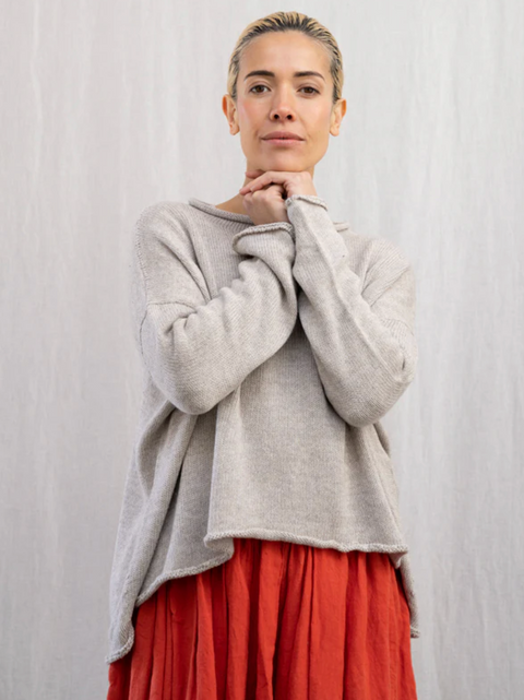 Luna Gallery Cotton Roll Neck Jumper - Linen
