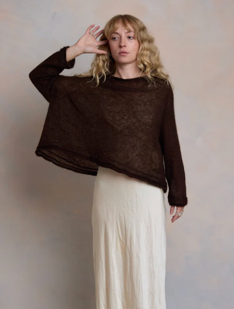 Luna Gallery Mohair Raglan Sleeve Sweater - Espresso