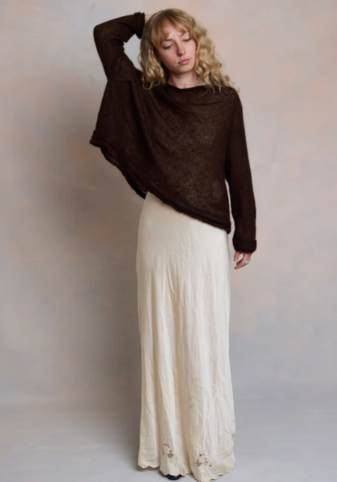 Luna Gallery Mohair Raglan Sleeve Sweater - Espresso