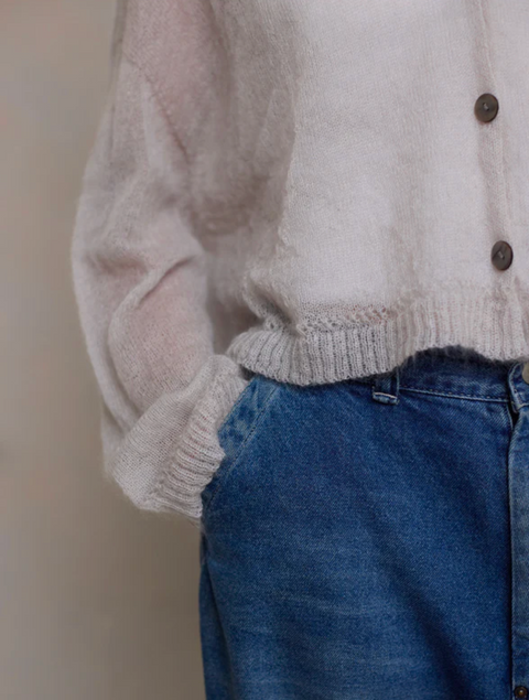 Luna Gallery Mohair Sheer Crop Cardigan - Perla