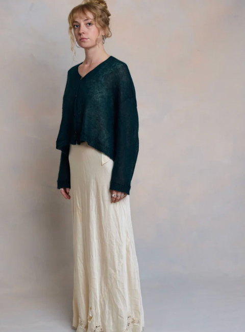 Luna Gallery Mohair Sheer Crop Cardigan - Teal
