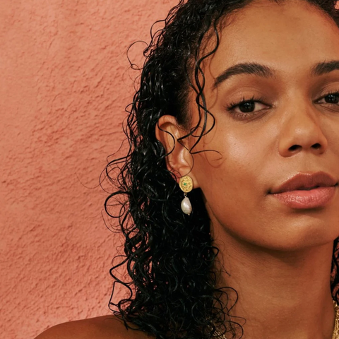 Murkani Green Onyx & Pearl Earrings