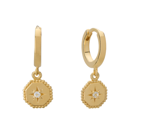 Murkani Octagonal Drop Huggies - Gold