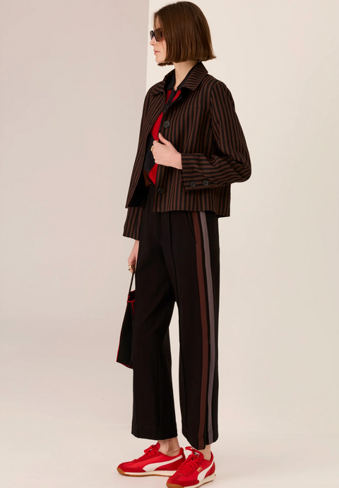 POL Clothing Cassidy Track Pant - Black/Choc/Charcoal