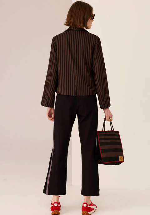 POL Clothing Cassidy Track Pant - Black/Choc/Charcoal