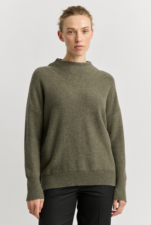 Toorallie Drop Shoulder Mock Neck Jumper - Kale