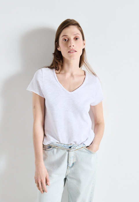 American Vintage Sonoma V-Neck Short Sleeve T-Shirt - White