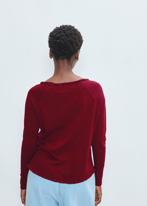 American Vintage Sonoma Long Sleeve Boatneck T-Shirt - Vintage Cherry