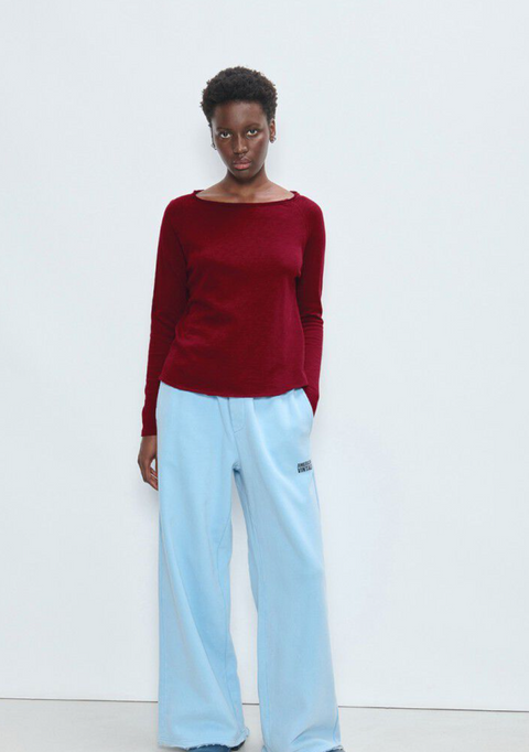 American Vintage Sonoma Long Sleeve Boatneck T-Shirt - Vintage Cherry