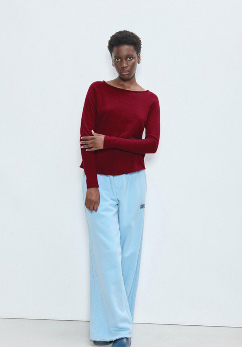 American Vintage Sonoma Long Sleeve Boatneck T-Shirt - Vintage Cherry