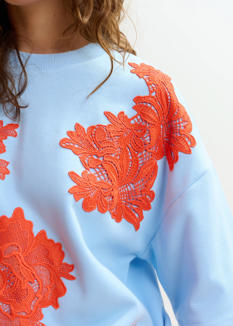 Essentiel Antwerp Jista Sweatshirt - Light Blue/Orange