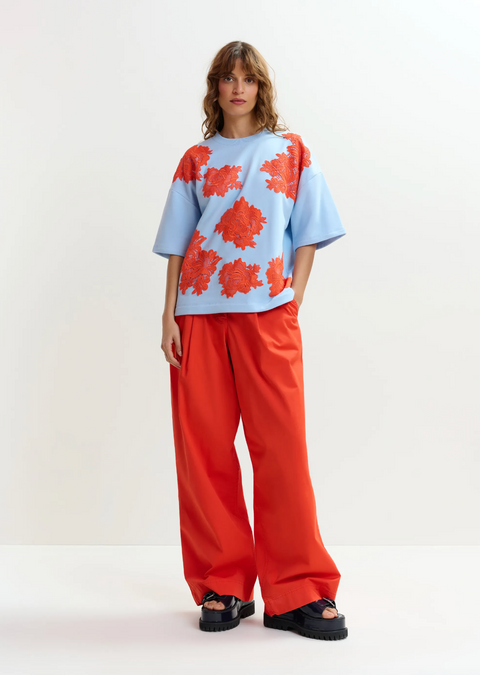 Essentiel Antwerp Jista Sweatshirt - Light Blue/Orange